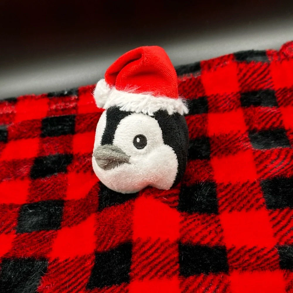 Hudson Baby HB Christmas Penguin‎ Red Buffalo Plaid Baby Security Blanket Lovey